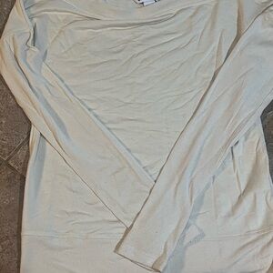 Athleta Off the Shoulder Cream Long Sleeve Top